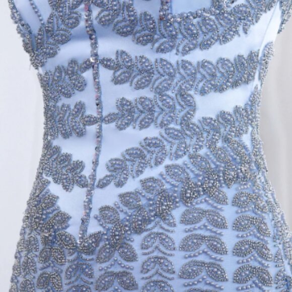 Luxury Beaded Blue Mermaid Evening Dress - Picture 3 of 4